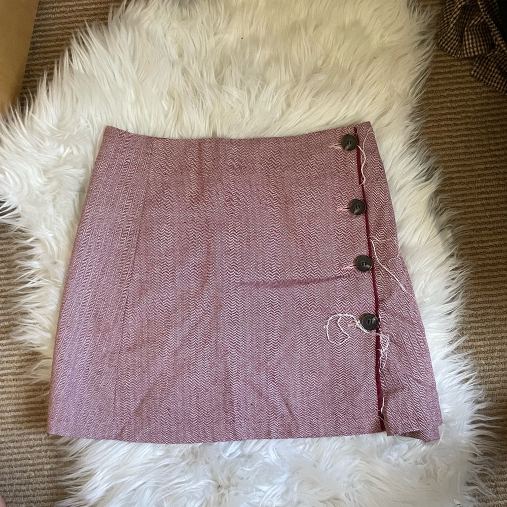 Chic Pink Pencil Mini Skirt with Tie Front